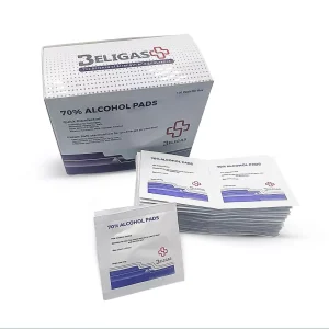 Beligas 70% alcohol pads — box of 100